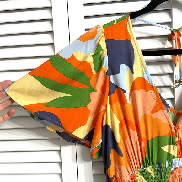 NWT Abel the Label Anthropologie Hilda Floral Maxi Dress Smocked Waist Size L - Picture 3 of 14